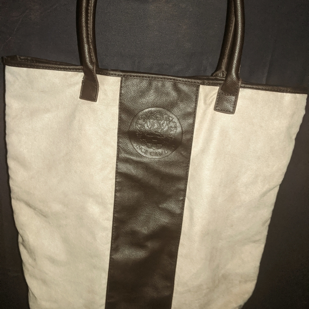 Vince Camuto Large Tan/Brown Canvas/Leather Tote